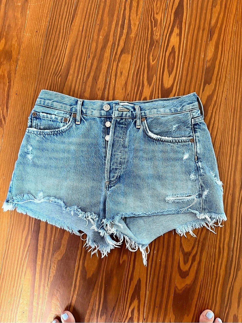 Agolde Parker Vintage Cut Off Short in Swapmeet Blue Waist 27